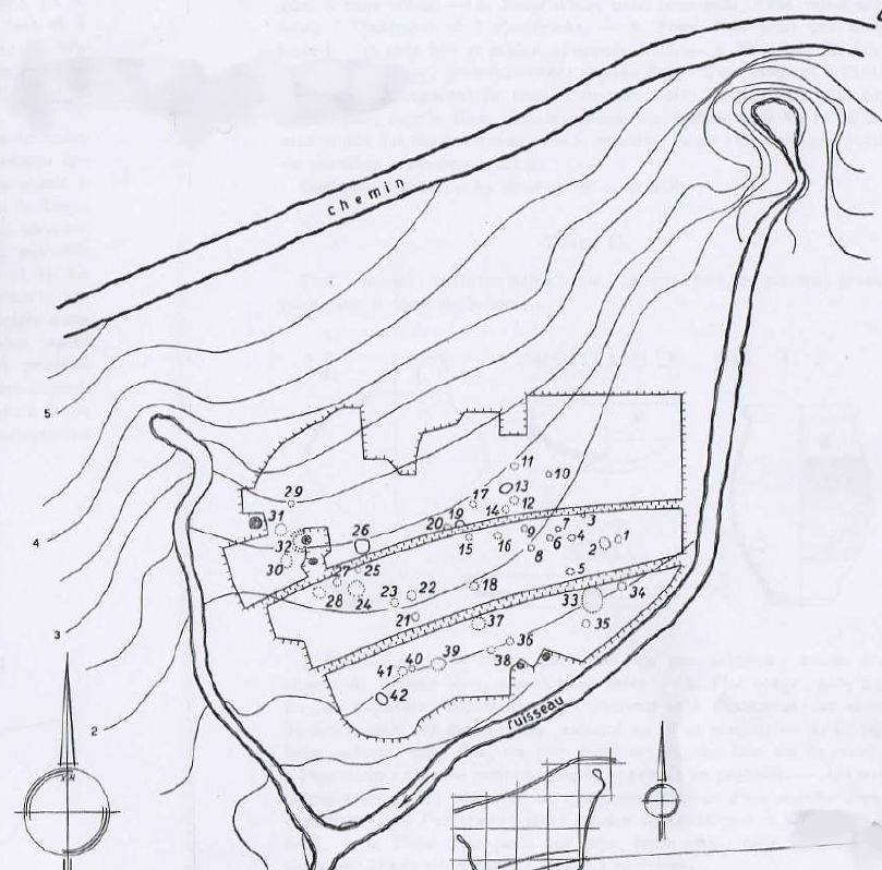Plan de la nécropole gallo-romaine de Chantemelle