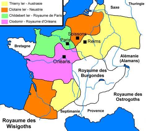 Carte du partage du Royaume des Francs